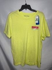 Nautica Mens Slice Lime Green Classic Fit Sailing Regatta Graphic T-Shirt Size L