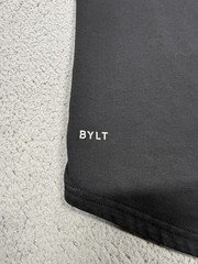 BYLT Drop Cut LUX Shirt Mens Large Black Short Sleeve Curved Hem Tagless Tee
