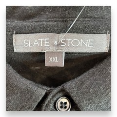 SLATE&STONE BLACK LINEN POLO SHIRT SZ XXL
