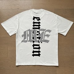 Mixed Emotion Vintage Beaded Letter Print Round Neck T-shirt