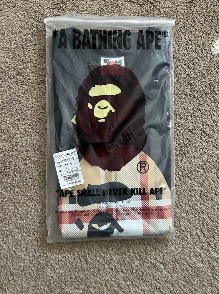 A Bathing Ape BAPE Ape Head Graphic Tee Black Men’s L Crew Neck Cotton