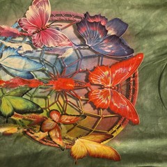 The Mountain Green Tie-Dye Rainbow Butterfly Dreamcatcher Cotton Crew Tee 2XL