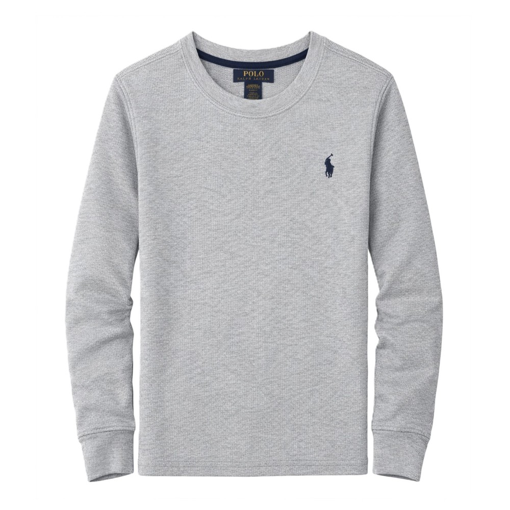 NWT- POLO RALPH LAUREN Mens Waffle Knit Thermal Long Sleeve Shirt-LT GREY- S-XXL