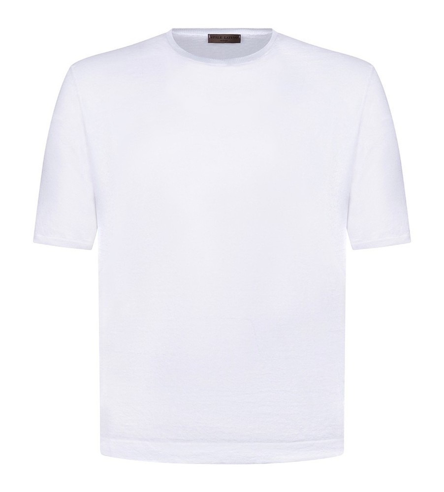 STILE LATINO t-shirt linen cotton EU 52 US 42 white normal fit