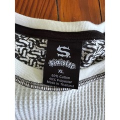 Sinister Mens XL Thermal Long Sleeve Shirt White Y2K Skull Cross Spider Graphic