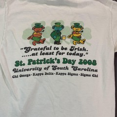 VTG 08 USC Gamecocks Grateful Dead St. Patrick’s Day Tee Shirt White Short SLV