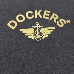 DOCKERS T-SHIRT NAVY BLUE & WHITE Size Medium Basic Tee Anchor Wings