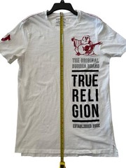 True Religion The Original Buddha Brand White T Shirt Men’s SZ M Long Length GUC