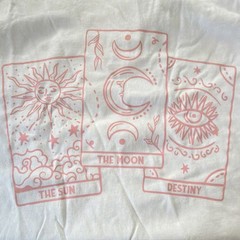 Hand designed Medium White T-Shirt Tarot Graphic The Sun Moon