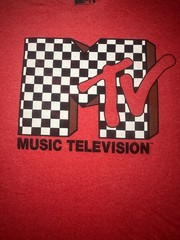 MTV Music Television Logo T-Shirt Mens Large Red Checkered Graphic Tee 2021