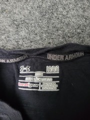 Under Armour Shirt Mens Large Black HeatGear Logo Crew Neck Moisture Wicking