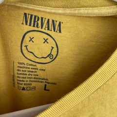Officially Licensed Nirvana Grunge Tee Yellow Acid Wash Large Vintage Style