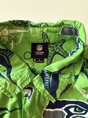 Seattle Seahawks Hawaiian Shirt Mens XL NFL Team Apparel Button Up Green