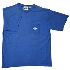 Vintage Dockers Levis T Shirt L Made In USA Cobalt Royal Sapphire Blue Top Tee
