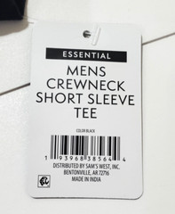 Member’s Mark Men’s Essential Crew Neck Short Sleeve Tee Large Black