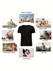 Men’s Casual T-Shirt – Solid Color, Round Neck, Machine Washable Polyester
