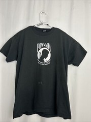 Vintage Mens XL Short Sleeve T Shirt POW MIA Black Single Stitch Stained