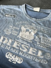 Diesel Sleeveless T-Shirt Men XL Blue Graphic Logo Distressed Cotton