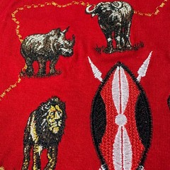 Airborne Kenya Africa 3XL Red Embroidered Elephant Lion Rhino Animal T-Shirt