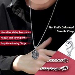 Nordic Viking Jewelry Men, Stainless Steel Vikings Stuff Wolf Compass Pendant…