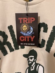 TRIP CITY Men’s 3XL Crew Neck Short Sleeve Beige Heavyweight Graphic Logo Tee