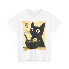 Funny Cat Ramen Graphic Tee Japanese Kawaii Anime Cat T-Shirt, Gift For People