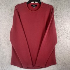 MAGASCHONI Mens Burgundy Long-Sleeve Shirt Size Medium Stretch Round Neck Soft