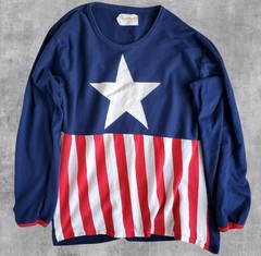 Vintage 70s American Flag Shirt Applique Stars Stripes USA Hippie Mens S
