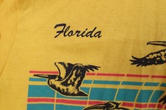 Vintage 70s Streetwear Mens Medium Florida Beach Sunset Bird T-Shirt Yellow USA