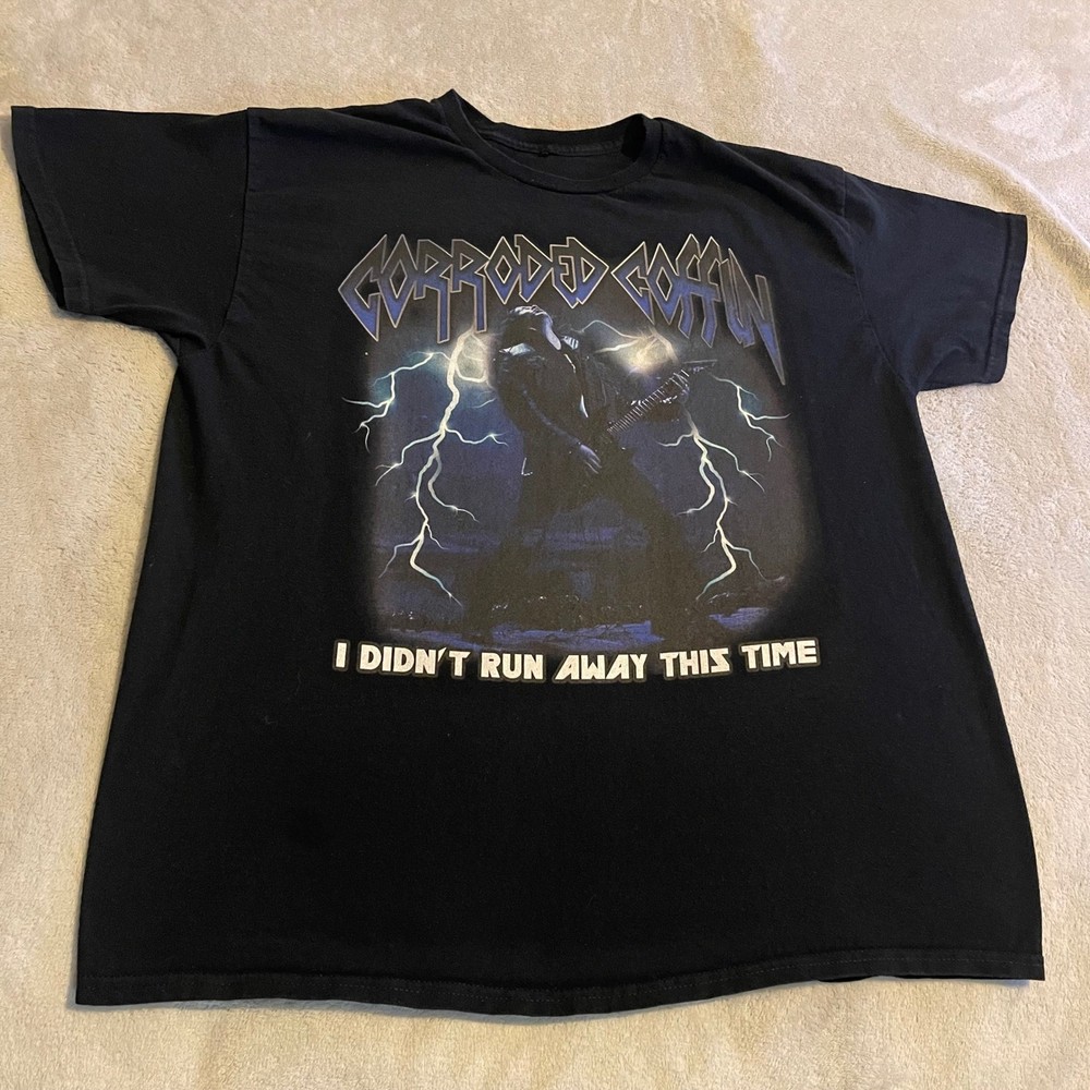 Music T Shirt Large Black Graphic Band Tee Metal Rock Lightning Streetwear