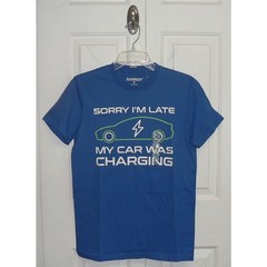 Academy Sports Sorry I’m Late My Car Was Charging Short Sleeve Crew Tee SM $20