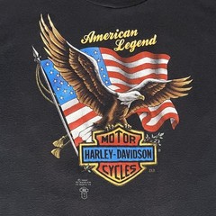 Vintage 1986 Harley Davidson American Legend 3D Emblem T-Shirt Sz M/L Eagle Flag