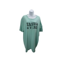 Unisex T-shirt Graphic Tatted & Toxic Size 3 XL Light Green Short Sleeve