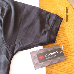 Red Rhino Men’s Shirt Elegant BLACK Polo Shirt LARGE Size NEW Machine WASH