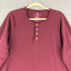 Mack Weldon Henley Shirt Mens Size XXL Maroon Long Sleeve Thermal Crew Neck