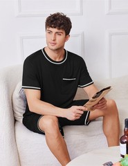 Ekouaer Mens Pajamas Set Soft Sleepwear Lightweight 2 Piece Shorts Set Casual