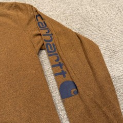 Carhartt Shirt Mens Medium Brown Long Sleeve Logo Workwear Tee Original Fit Work
