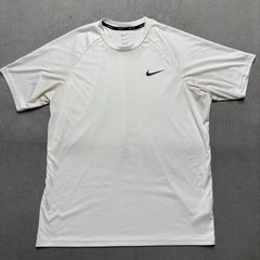 Nike Swim Dri Fit Size L White UPF 40+ Performance Shirt Short Sleeve Crew