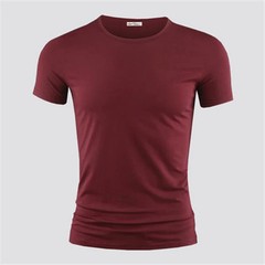 Men T Shirt Black Cotton Short Sleeve V Collar Slim Fit Comfortable Streetwear