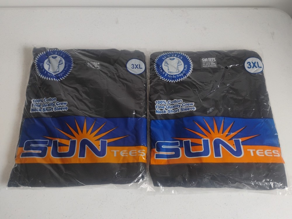 Sun Tees 3XL – 2 Packs. Brand New. Black