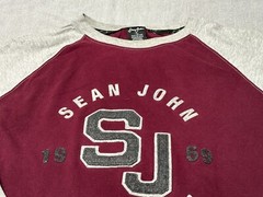 Sean John Collection – Men’s 3/4 Sleeve Shirt Size L – LARGE – Burgundy and Gray