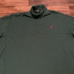 Vintage Polo Ralph Lauren XL Turtleneck Made in USA 90s Forest Green Red Pony
