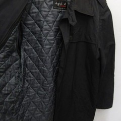 Agnes b Homme Stainless Steel Collar Coat Long Black with Liner