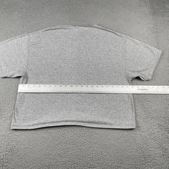 Vtg Hanes Adult Large Gray Short Sleeve Cropped Shirt Dancer Athletic Wear Y2K