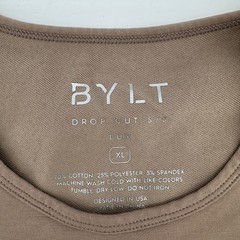 BYLT Drop Cut Lux Men XL Taupe Brown Short Sleeve Curved Hem T-Shirt Performance