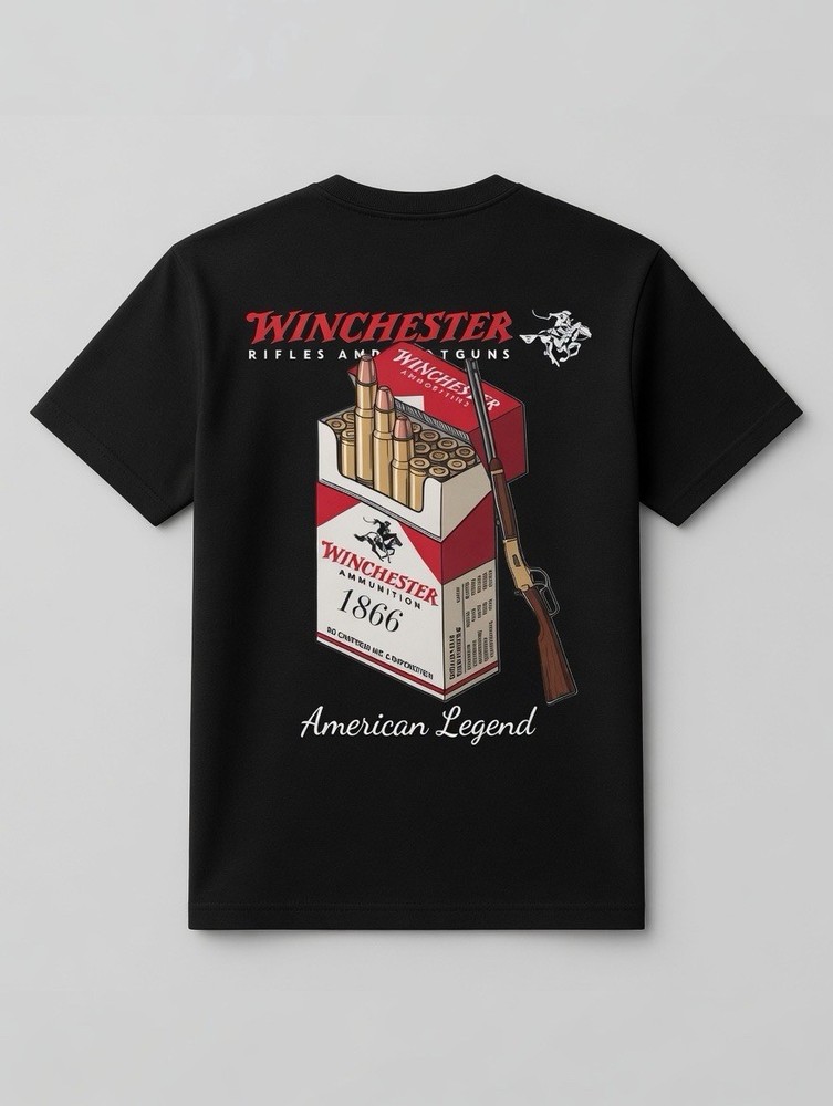Winchester American Legend T-Shirt – Rifle Ammo Box Graphic Tee for Men