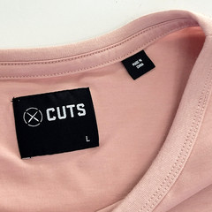 Cuts T-Shirt Pyca Pro Lightweight Jersey Knit Pink Straight Hem Men Large
