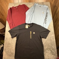 LOT OF 3 Men’s XL Carhartt Henley/Crewneck LS & SS Shirts SEE DESCRIPTION