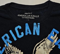 Mens American Eagle Long Sleeve Navy Tee Shirt w Large Logo Size Large – EUC