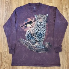 Leopard Shirt Men Medium Purple Moon Graphic Long Sleeve Tie Dye The Mountain